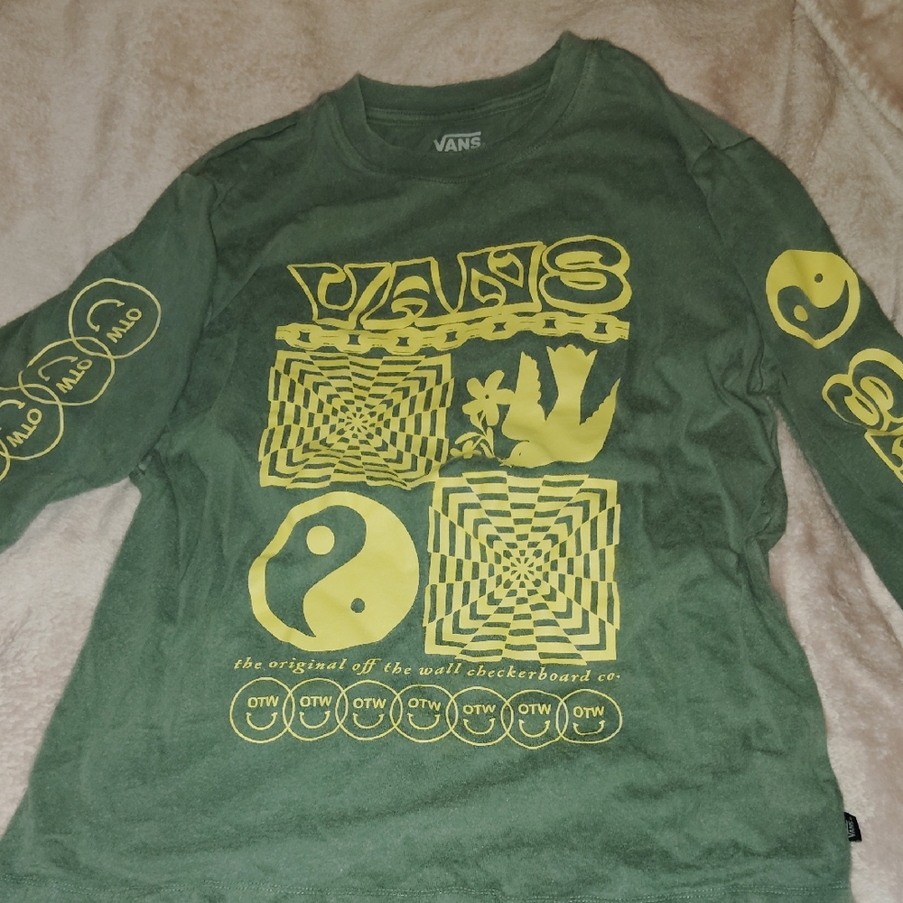 Vans Olive Green Tee with Yellow Graphics